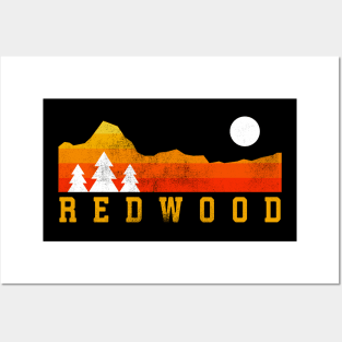 redwood national park retro vintage mountains Posters and Art